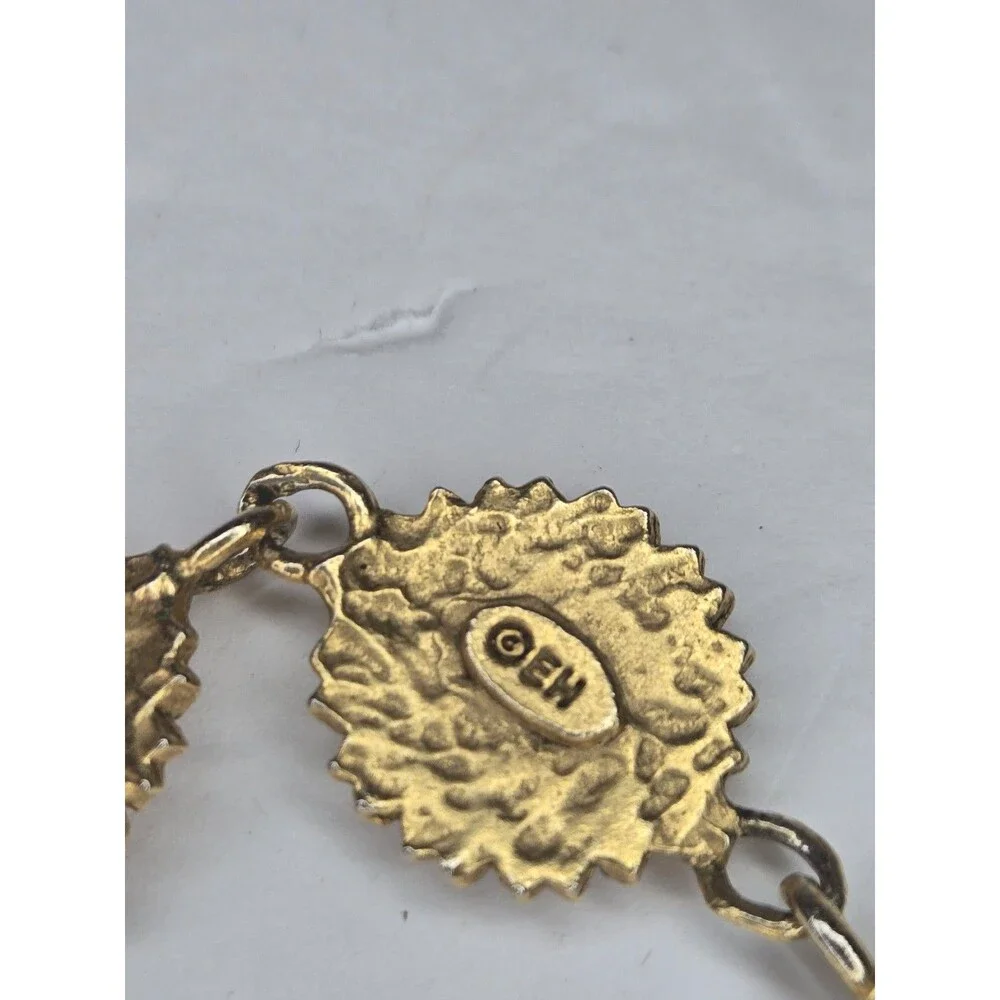 Eivind Hillestad Three Sunflowers Necklace Gold Tone on Cord